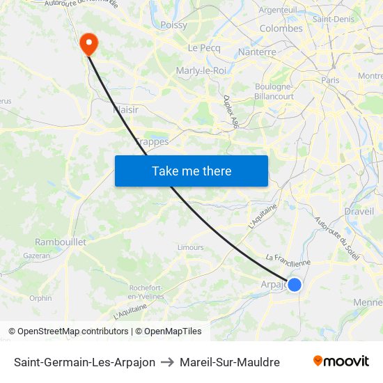 Saint-Germain-Les-Arpajon to Mareil-Sur-Mauldre map