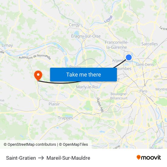 Saint-Gratien to Mareil-Sur-Mauldre map