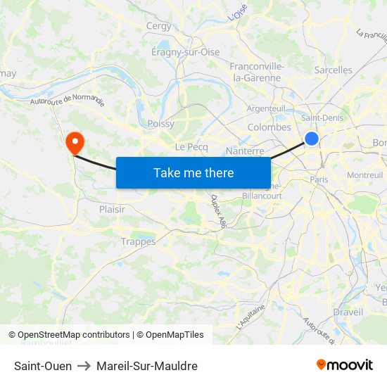 Saint-Ouen to Mareil-Sur-Mauldre map