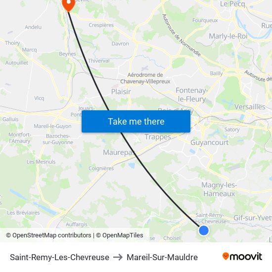 Saint-Remy-Les-Chevreuse to Mareil-Sur-Mauldre map