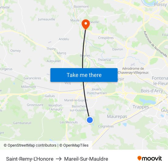 Saint-Remy-L'Honore to Mareil-Sur-Mauldre map