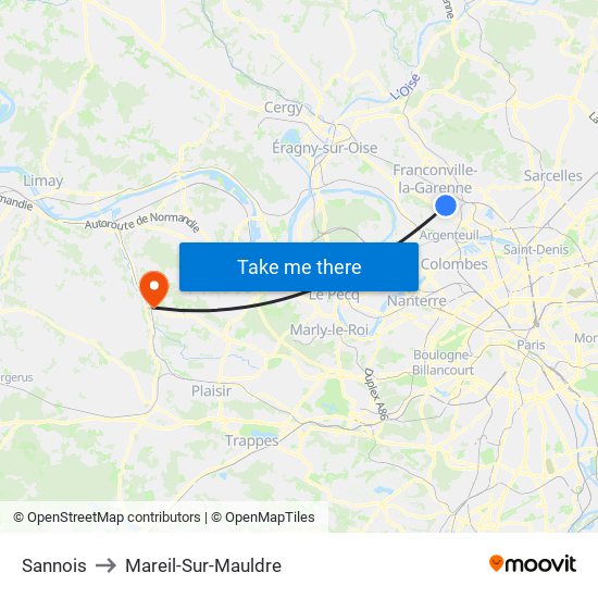 Sannois to Mareil-Sur-Mauldre map