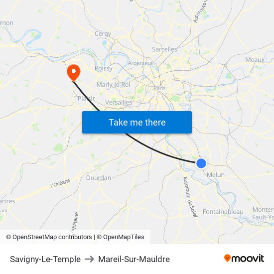 Savigny-Le-Temple to Mareil-Sur-Mauldre map
