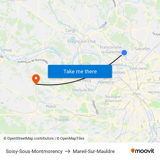 Soisy-Sous-Montmorency to Mareil-Sur-Mauldre map