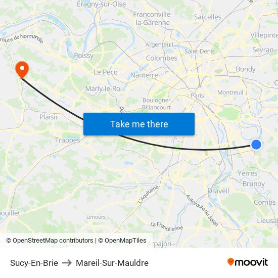 Sucy-En-Brie to Mareil-Sur-Mauldre map
