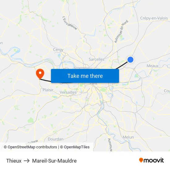 Thieux to Mareil-Sur-Mauldre map