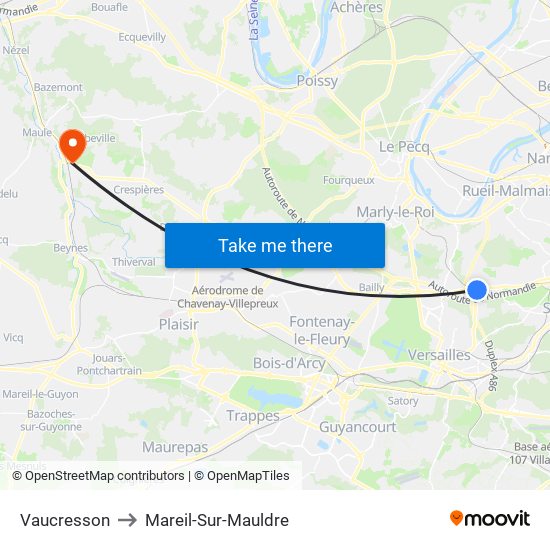 Vaucresson to Mareil-Sur-Mauldre map