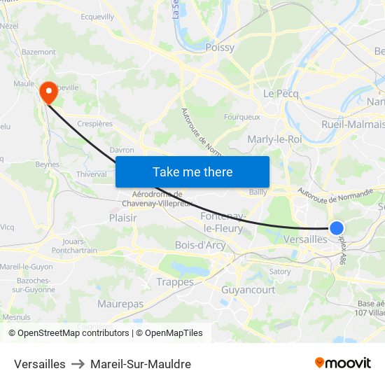 Versailles to Mareil-Sur-Mauldre map