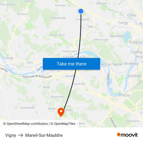 Vigny to Mareil-Sur-Mauldre map