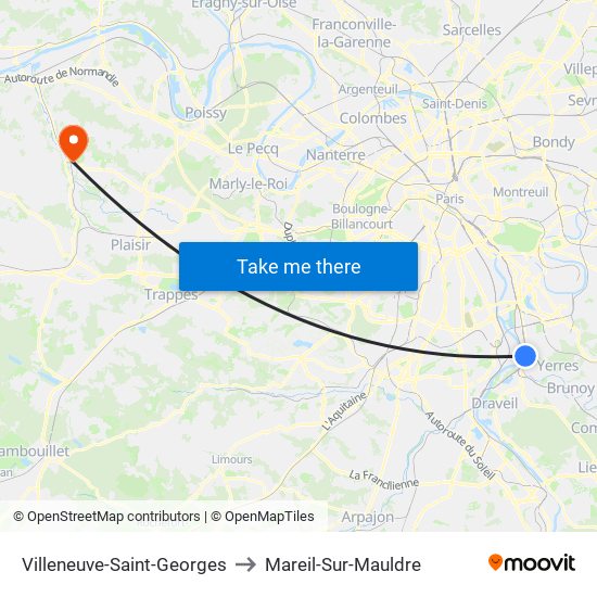 Villeneuve-Saint-Georges to Mareil-Sur-Mauldre map