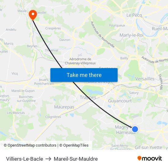 Villiers-Le-Bacle to Mareil-Sur-Mauldre map