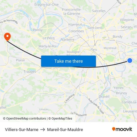 Villiers-Sur-Marne to Mareil-Sur-Mauldre map