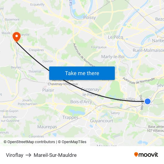 Viroflay to Mareil-Sur-Mauldre map