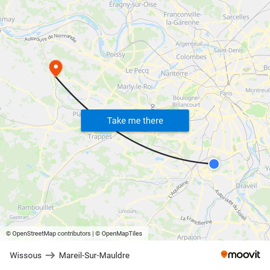 Wissous to Mareil-Sur-Mauldre map