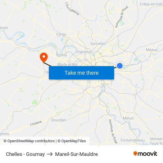 Chelles - Gournay to Mareil-Sur-Mauldre map