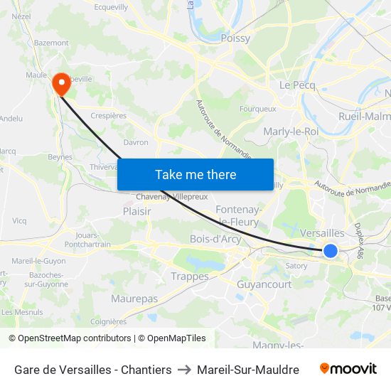 Gare de Versailles - Chantiers to Mareil-Sur-Mauldre map