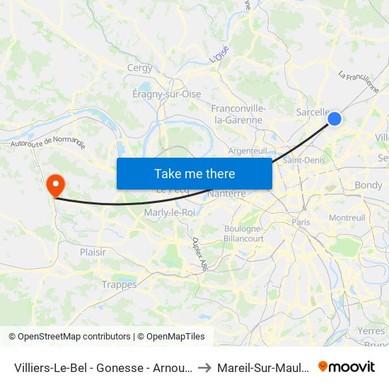 Villiers-Le-Bel - Gonesse - Arnouville to Mareil-Sur-Mauldre map