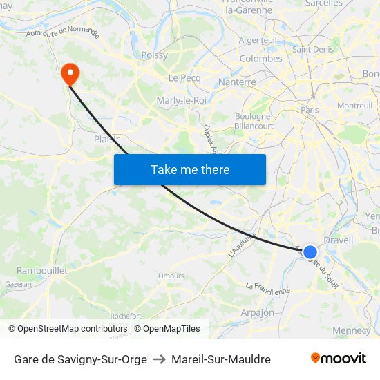 Gare de Savigny-Sur-Orge to Mareil-Sur-Mauldre map