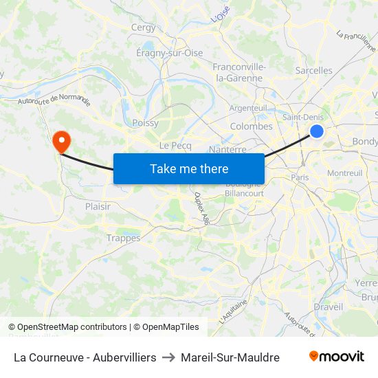 La Courneuve - Aubervilliers to Mareil-Sur-Mauldre map