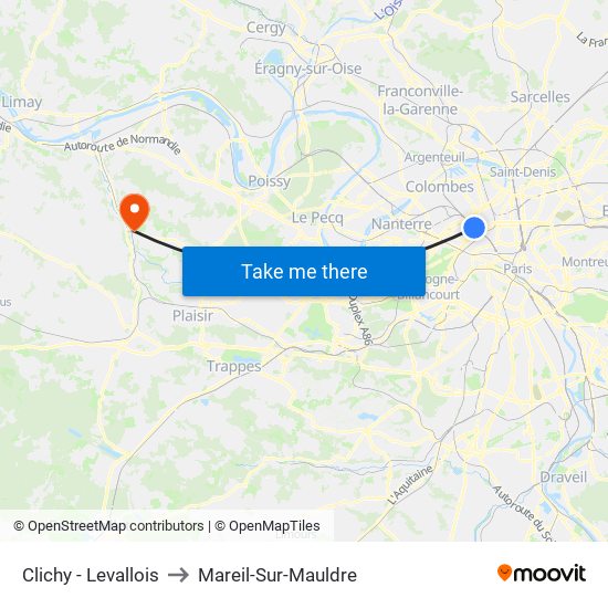 Clichy - Levallois to Mareil-Sur-Mauldre map