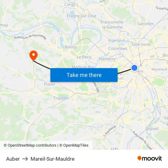 Auber to Mareil-Sur-Mauldre map