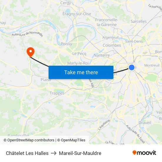 Châtelet Les Halles to Mareil-Sur-Mauldre map