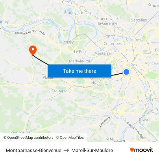 Montparnasse-Bienvenue to Mareil-Sur-Mauldre map