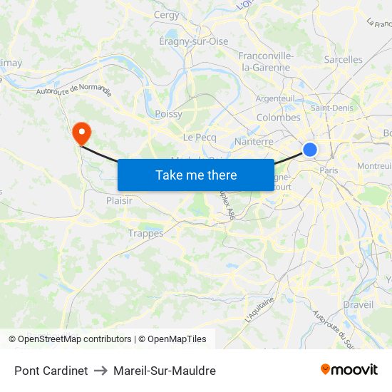 Pont Cardinet to Mareil-Sur-Mauldre map