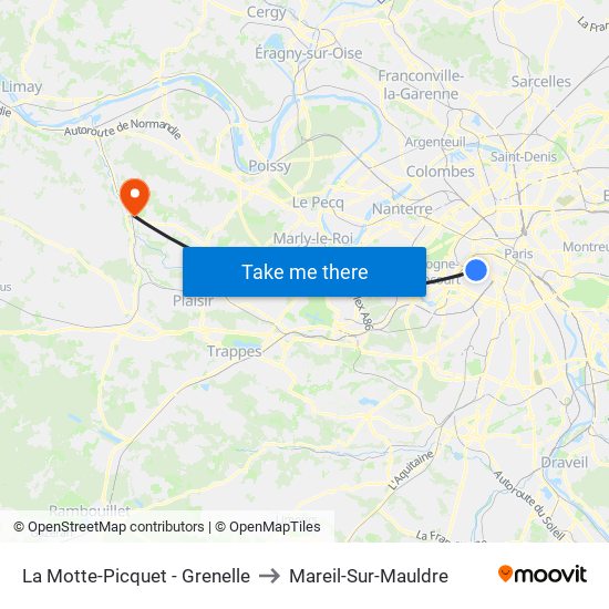 La Motte-Picquet - Grenelle to Mareil-Sur-Mauldre map