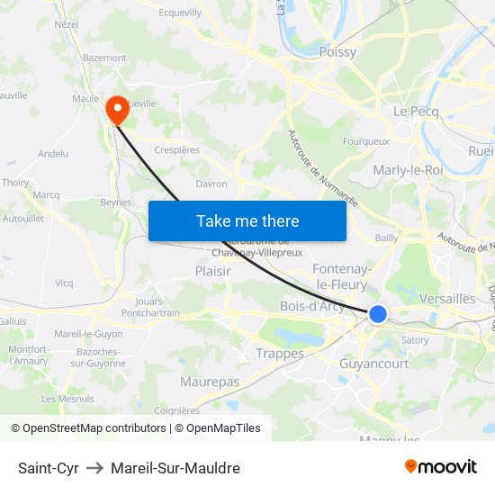 Saint-Cyr to Mareil-Sur-Mauldre map