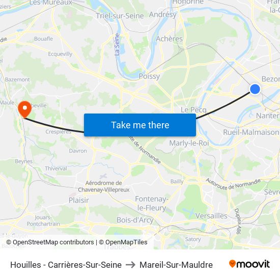 Houilles - Carrières-Sur-Seine to Mareil-Sur-Mauldre map