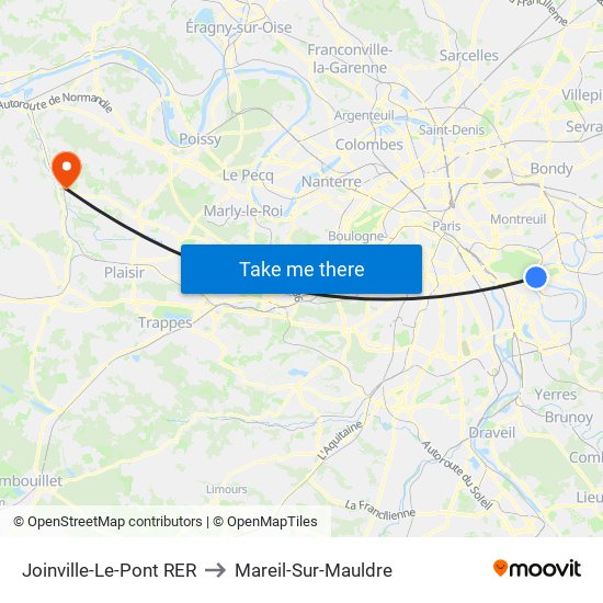 Joinville-Le-Pont RER to Mareil-Sur-Mauldre map