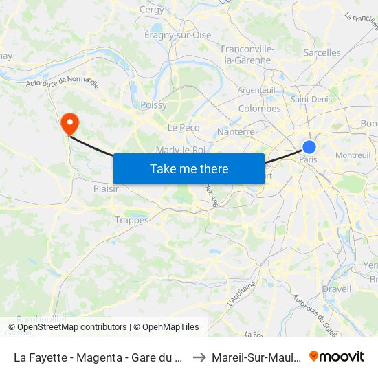 La Fayette - Magenta - Gare du Nord to Mareil-Sur-Mauldre map