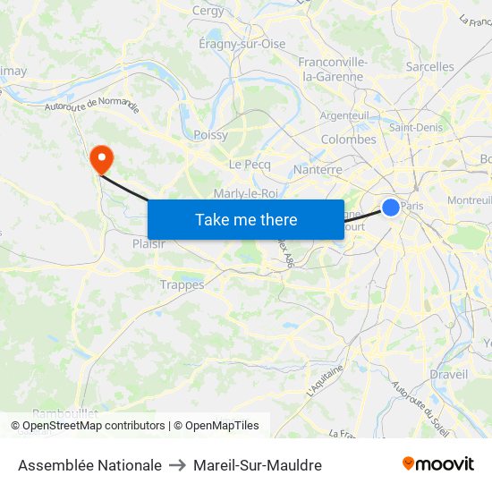 Assemblée Nationale to Mareil-Sur-Mauldre map