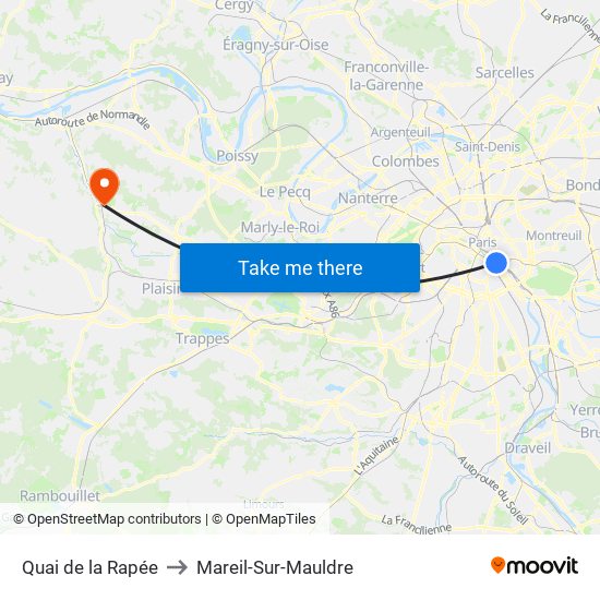 Quai de la Rapée to Mareil-Sur-Mauldre map