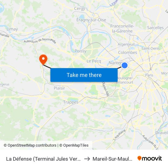 La Défense (Terminal Jules Verne) to Mareil-Sur-Mauldre map