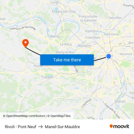 Rivoli - Pont Neuf to Mareil-Sur-Mauldre map