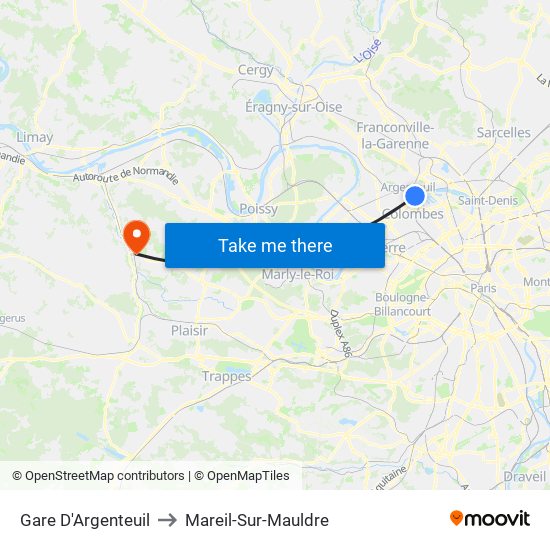 Gare D'Argenteuil to Mareil-Sur-Mauldre map