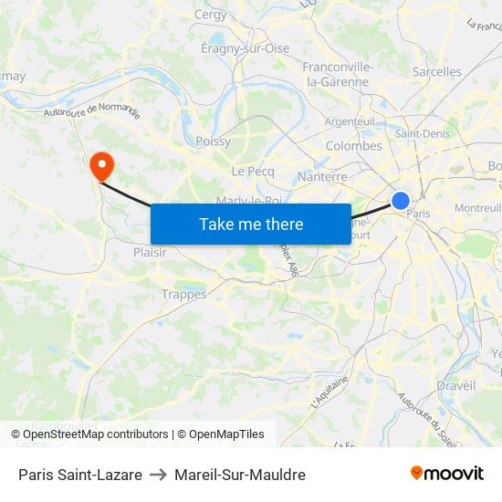 Paris Saint-Lazare to Mareil-Sur-Mauldre map