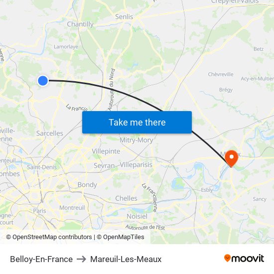 Belloy-En-France to Mareuil-Les-Meaux map