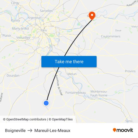 Boigneville to Mareuil-Les-Meaux map