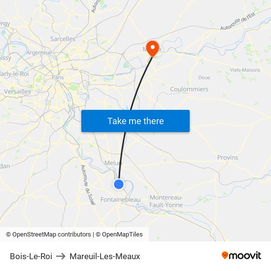 Bois-Le-Roi to Mareuil-Les-Meaux map