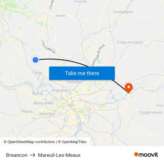 Breancon to Mareuil-Les-Meaux map