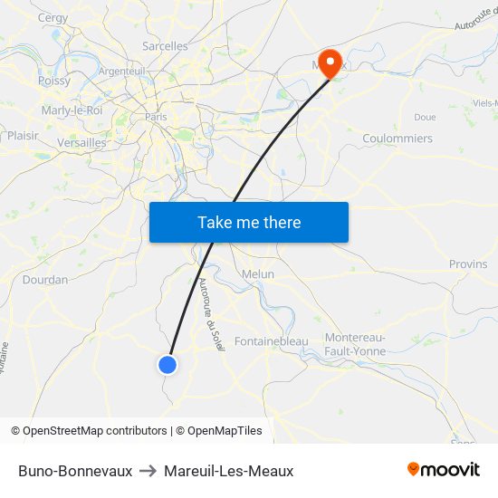 Buno-Bonnevaux to Mareuil-Les-Meaux map