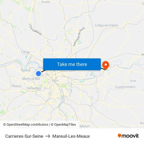 Carrieres-Sur-Seine to Mareuil-Les-Meaux map