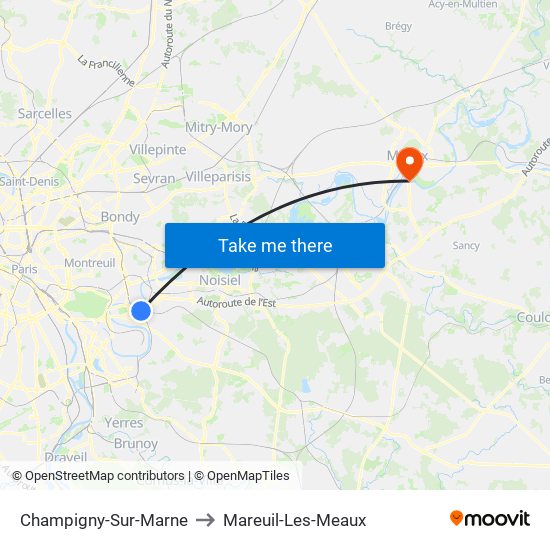 Champigny-Sur-Marne to Mareuil-Les-Meaux map