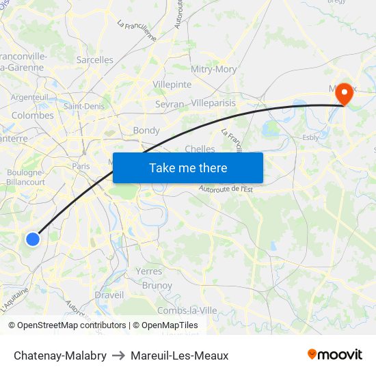 Chatenay-Malabry to Mareuil-Les-Meaux map