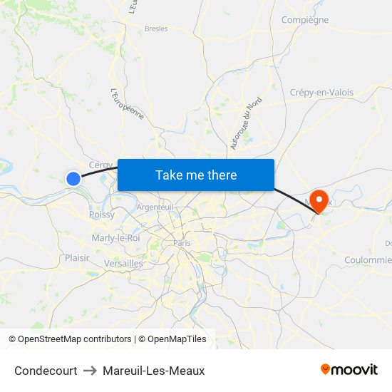 Condecourt to Mareuil-Les-Meaux map