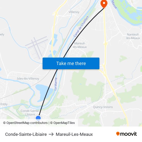 Conde-Sainte-Libiaire to Mareuil-Les-Meaux map