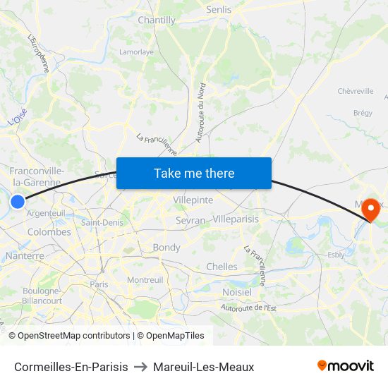 Cormeilles-En-Parisis to Mareuil-Les-Meaux map